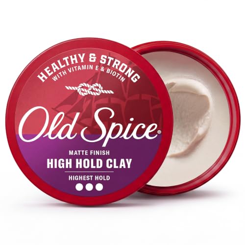 Old Spice Mens Hair Clay, Healthy & Strong with Vitamin E & Biotin, Mens Hair Styling Clay, High Hold, Matte Finish, 2.22 oz