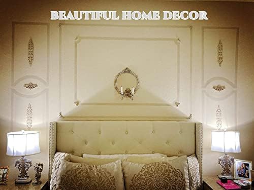 MUXSAM 4Pcs Wood Onlay Decal Corner Applique Unpainted Oak Carved Wave Flower Pattern for Home Furniture Decoration 33 * 6cm