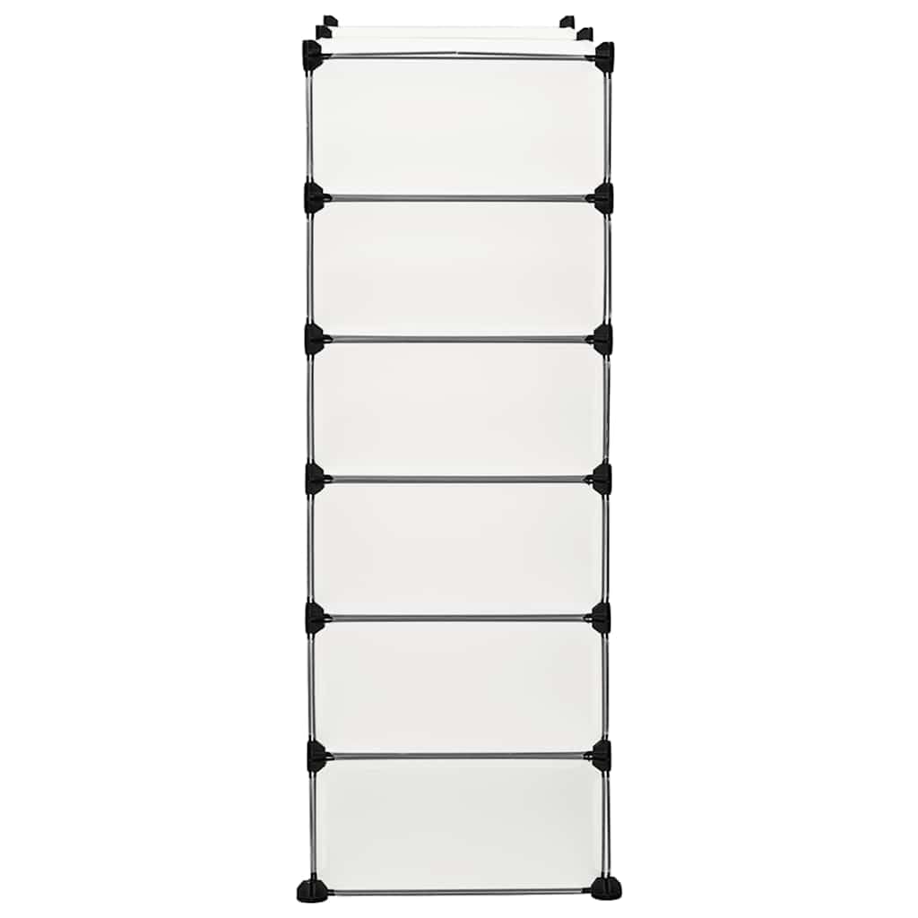 Meuble à chaussures empilable avec 12 compartiments et portes, blanc
