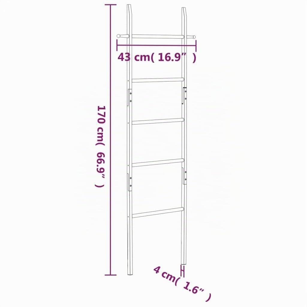 vidaXL Scala Porta Asciugamani 170 cm in Legno Massello di Noce
