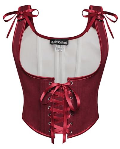 Image of Scarlet Darkness Women's Underbust Corset Top Renaissance Medieval Lace-up Boned Fairycore Pirate Corsets