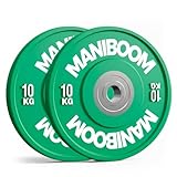 Discos Pesas Olimpicos Bumper 5kg, 10kg, 20kg, 25kg – Placas de Caucho Alta Densidad (85 Shore A) para Barra Olímpica 50mm – Equipo de Gimnasio en Casa, Cross Training y Halterofilia (2 x 10KG)