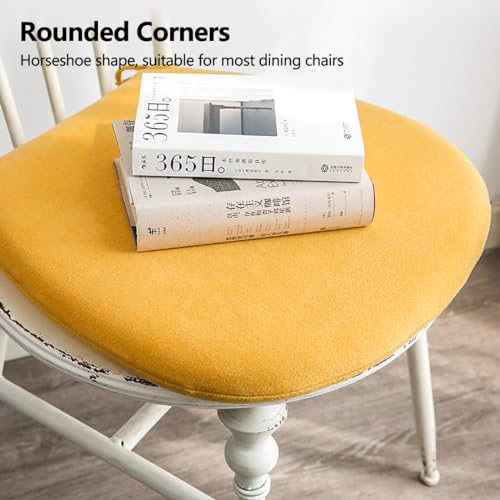 Coussins de chaise en mousse à mémoire lin kaki premium lot de 6 galettes design en U
