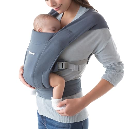 Ergobaby Embrace Cozy - Portabebés recién nacido (7-25 libras), punto Ponte, azul Oxford