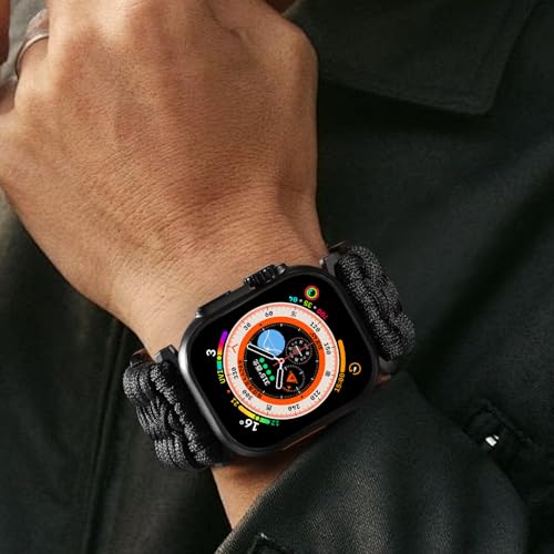 CAGOS Rugged Nylon Apple Watch Ultra 2 Band Compatible with iWatch Band 49mm 46mm 45mm 44mm 42mm Men, Breathable Braided Nylon Strap Sport Loop Adjustable Wristbands for iWatch Bands Ultra 2/Ultra Series 12 11 10 9 8 7 6 5 4 3 2 1 SE (USA flag white, M/L(7.7"-9.5")) by CAGOS - Used condition - Image 6