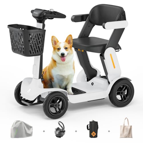 Image of Paiseec S3 Mobility Scooters for Seniors, 40 Miles Long Lasting Mobility Scooter Foldable, Lightweight Travel Scooter for Seniors, 300 lbs Capacity, AI Speed Control, 250W Motor (White-25miles)