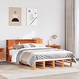 Assemblage requis : oui INLIFE Lit bibliothèque sans Matelas Cire Marron 140x190cm Bois massif-3323898