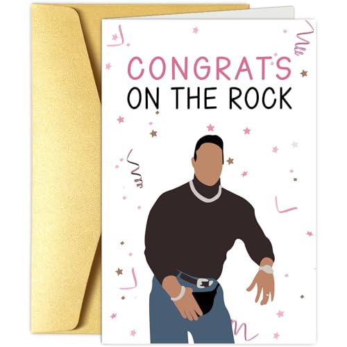 Obbyidk The Rock Engagement Card, Wedding Congratulations Card for Couple, Engagement Gift for Friend, Dwayne Johnson Card