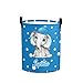 Personalized Polka Dot Elephant Blue Waterproof Laundry Basket Handles Collapsible Hamper Storage Basket for Office Bathroom