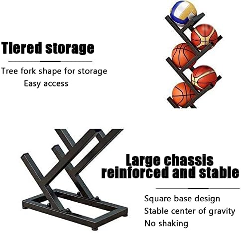 Vertical Basketball Storage Rack - Heavy-Duty Metal Organizer for Indoor/Outdoor Sports Gear, Holds Volleyball, Soccer Balls & Basketballs, Space-Saving Design