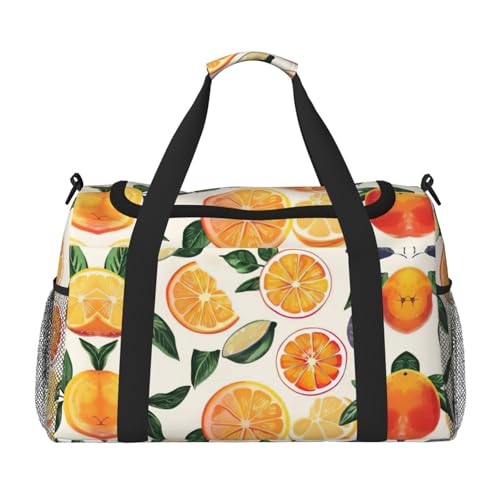 Bolsa de viaje impermeable de gran capacidad con divertido estampado de cítricos