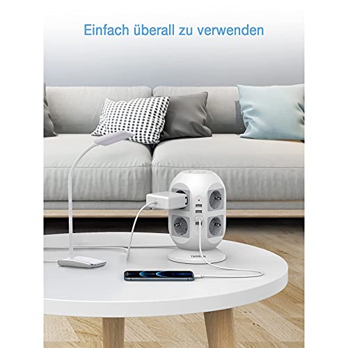 TESSAN USB Stekkerdoos, Meervoudige stekkerdoos overspanningsbeveiliging, 8 voudige Stekkerdoos Overspanningsbeveiliging - Image 7