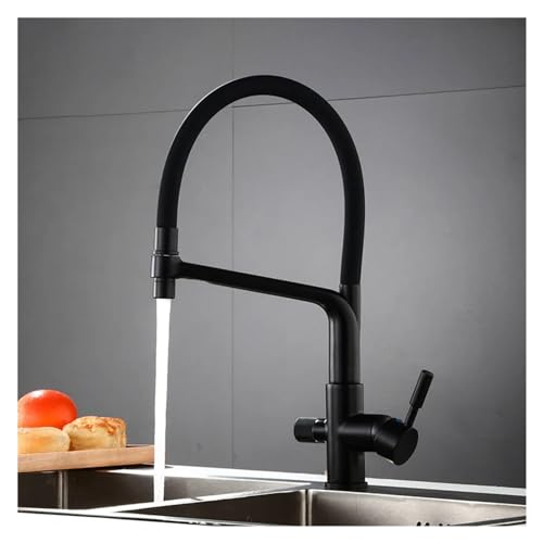 Mitigeur eau potable noir rotatif pour simplifier la cuisine au quotidien avec filtre intégré