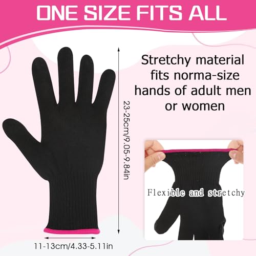 Dimeho Professionelle Hitzebeständige Handschuhe zum Haarstyling, 1 Stück Hitzeblockierende Handschuhe, Wiederverwendbare Haarfärbemittel Hitzeschutzhandschuhe für Glätteisen und Lockenstab(rosa Rand)