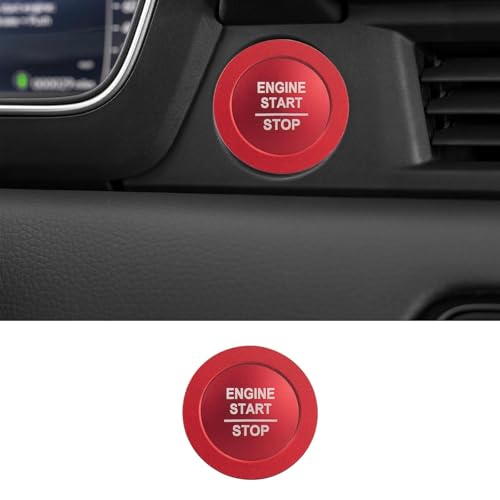 Image of for Honda 2026 Passport /2026 Pilot Interior Accessories, Aluminum Alloy one-Button Start Cover /Ring, air Conditioning knob, 5-piece Set (red)