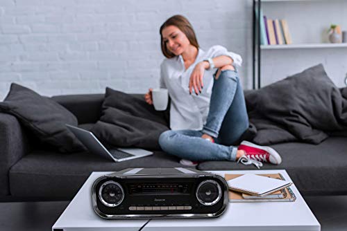 41FQcJXhEQL Lauson 01TT16 Platine Vinyle Vintage Design Car Collection Haut-Parleurs Intégrés | Tourne Disque Vinile Bluetooth | Radio FM | USB AUX | Lecteur Vinyle 3 Vitesses 33, 45, 78 RPM (Noir)