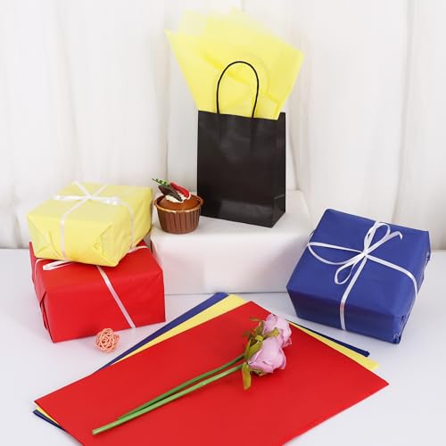 Image of BEISHIDA 90 Sheets Red Yellow Blue Tissue Paper Bulk,Wrapping Tissue Paper for Gift Bags, 14 x 20 Inch Gift Wrap for Birthday Party DIY Crafts Decor Holiday Flowers