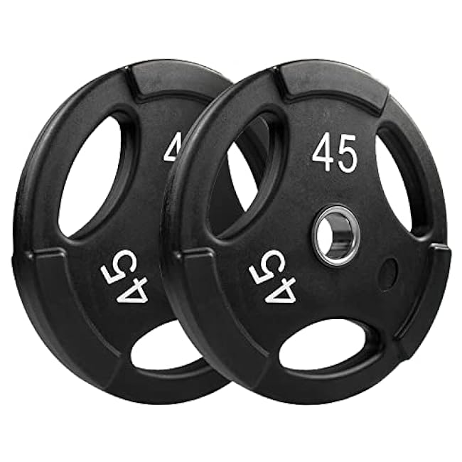 NEXO Commercial Urethane Grip 45lb Plate Pair - Olympic Standard 2 Inch, Premium Finish for Weight Training Fitness Home Gym or Commercial
