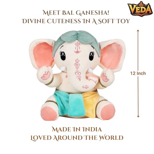 Image of VEDA Bal Ganesha. Plush Stuffed Toy of Our Favourite Elephant God. Best Soft Toy Gift for Boys and Girls of All Ages. Size: 12 inches (30 cm)