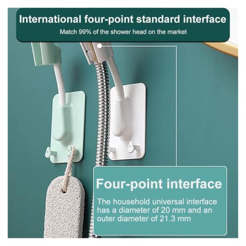 Support de douche rotatif 360 sans perçage à double crochet mural blanc