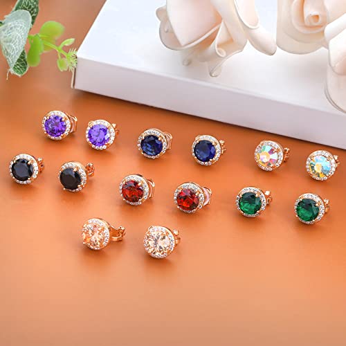NEWITIN 8 Pairs Clip On Halo Earrings for Women Crystal Earring Inlaid Cubic Zirconia Stud Charming Fashion Wedding Earring Non Piercing Clip on Earrings for Women4