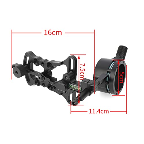 Archery Compound Bow Sight Aluminum Alloy 0.019" Fiber Optic 1 Pin Bow Sight Micro-Adjustable Aim Sight Toolless Quickset With Sight Light Compound Bow Accessory (Bow Sight) #TOP6