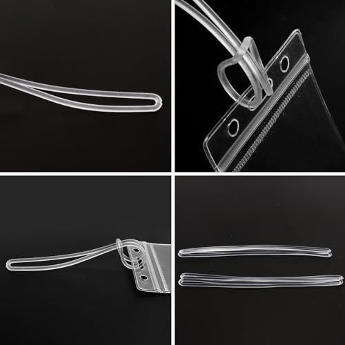 SBYURE 100 Pack Clear Plastic Luggage Straps, Worm Loops for Luggage Tags, Plastic Name Tag Loop for Identification Cards ID, 6 inch