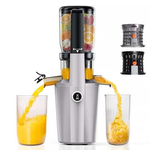 Cold Press Juicer Machine, Slow Masticating Juicer with 96% Yield, Wide Chute for Whole Fruits, Ultra Quiet (