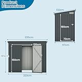 COSTWAY 8 x 4ft/8 x 6ft/10 x 8ft Garden Storage Shed, Galvanized Metal Garden Sheds with 3 Doors, Safety Locks, Keys, Sloping Roof & Air Vents, Weatherproof Tool Shed House (8 x 4ft, 235x117x185cm) - Image 6