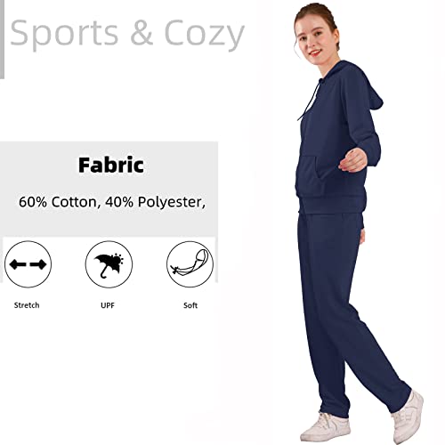LeeHanTon Womens Sweatsuits Set 2 Piece Jogging Suits Zip Hoodie Sweatpants Tracksuit Training Outfits4