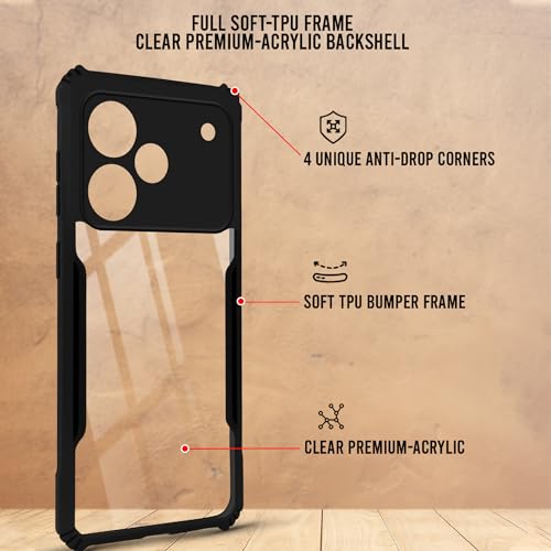 Image of Jkobi Hybrid Back Cover Case for Realme P4 Pro (Shockproof with Polycarbonate Clear Panel | Professional Black)