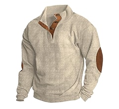 Sale Clearance Trendy Mens Sweater with Elbow Patches Stand