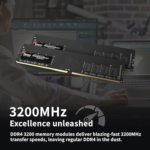 Image of DATO 16GB (8GBx2) RAM, DDR4 3200MHz PC4-25600 CL22 1.2V 288-Pin Non-ECC unbuffered dimm, Desktop Memory Module