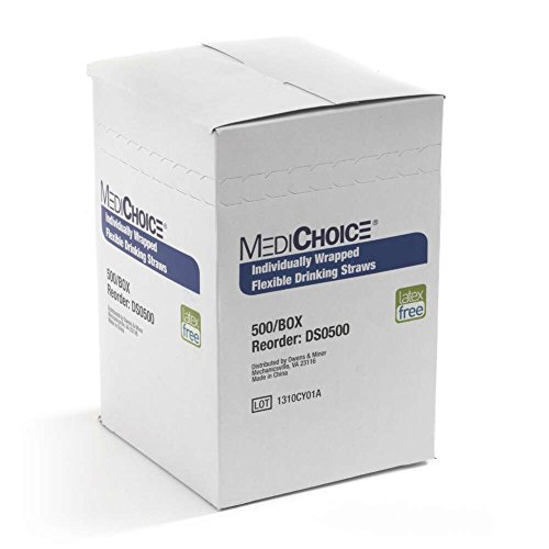 MediChoice Drinking Straw, Flexible, Individually Wrapped Disposable, Plastic, 7.75 Inch x .25 Inch (Box of 500) - Thumbnail 3