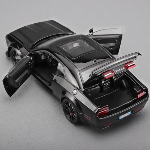 Image of LONGMIRE Metal Pull Back Diecast Car Pull Back Model with Sound Light Boys Gifts Toys for Kids Pack of 1, Multicolor (Dodge Challenger)