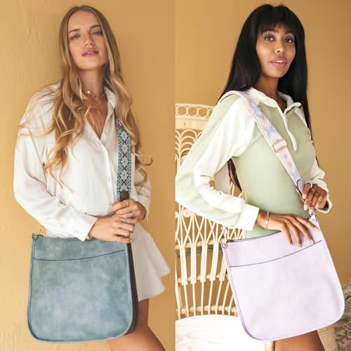 Image of JEN & CO. Crossbody Bags for Women Trendy Vegan Leather Hobo Purses Shoulder Handbags with Wide Adjustable Guitar Strap