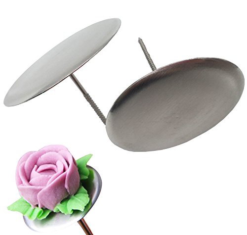 Lot de 2 grands clous à fleur, en acier inoxydable, 7,5 cm, outil de décoration pour fleurs à gâteaux, outil de pâtisserie Cover