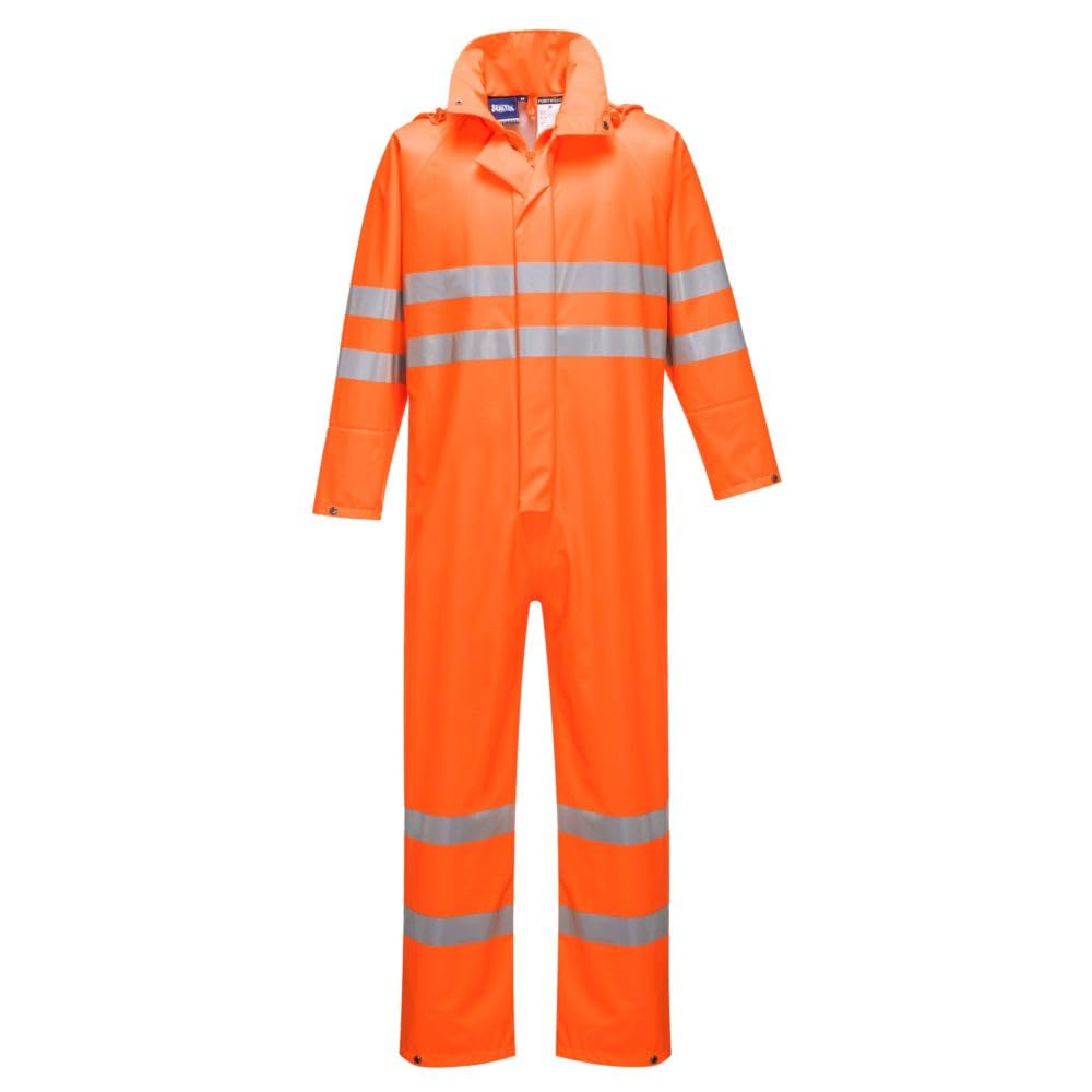 Portwest S495 Kombinezon roboczy Sealtex Elementy Odblaskowe Elastyczny Pas | Pomarańczowy, 2XL, EN 343 Klasa 3:2, UPF 40+, Krój Standardowy, Unisex, Regulowane Obszycia na Sztyfcie, Poliester, Trwałość