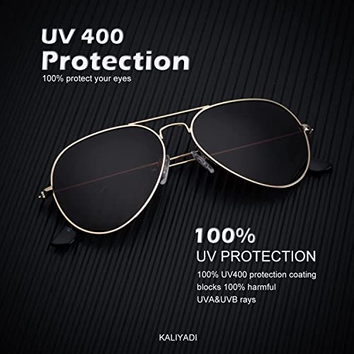 Polarized Aviator Sunglasses for Men Women Metal Sun glasses 100% UV Blocking, 3 PACK (Purple Gradient/Brown Gradient/Blackish Green Gradient, 62mm, Medium)