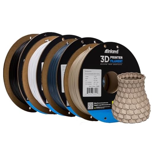 Inland PLA Filament Bundle 1.75mm, 4KG 3D Printer Filament, Dimensional Accuracy +/- 0.02 mm, 4 Pack Filament, Fits Most FDM 3D Printers (Coal Black, Alpine White, Slate, Ivory Sand, 4 Pack)