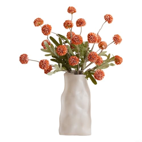 fuana 7 fiori di tarassaco artificiali in seta, 52 cm, crisantemo finti per matrimoni, feste, casa, ufficio, scrivania, riempitivo per vasi, colori assortiti (arancione)
