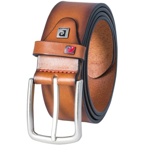 Pierre Cardin Leder-Gürtel Herren 40 mm breit, Gürtel Herren Vollrindleder cognac, Größe/Size:95, Farbe/Color:braun