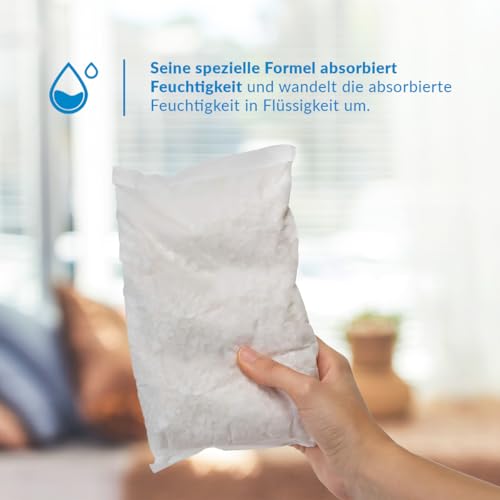 3er- Luftentfeuchter Nachfüllpack 1 kg- Universeller Beutel für Luftentfeuchter- Absorbiert Feuchtigkeit in Räumen bis zu 35 m²- Kompatibel mit 1 kg Premium- und Magnum- Geräten- Humydry-5