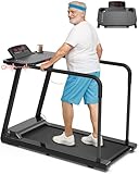 CIIHI Laufband für Senioren - Laufband für Zuhause Klappbar mit 150kg Traglast, Langen Handläufen - mit Schreibtisch-Arbeitsplatz, Herzfrequenzmessung
