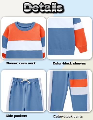Image of mkodopy Boys Clothes Hoodie Sweatsuits Tops and Pants Boys Fall Winter Outfits Boy Clothing Set