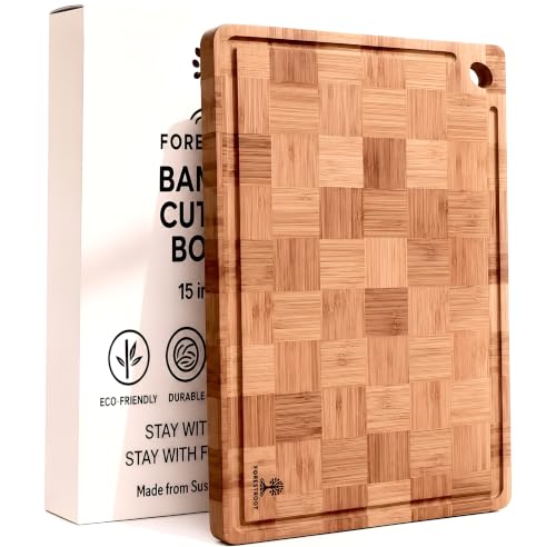 Tabla de Cortar de Bambú Rectangular 40x27x2 cm con Asa y Surco para Jugo miniatura 1