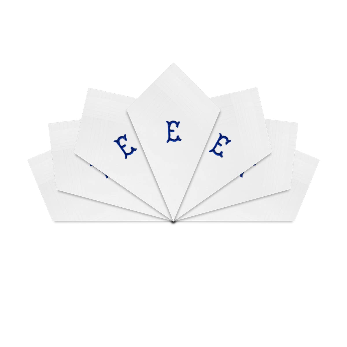 Warwick & Vance Unisex E Warwick & Vanc 7 Pack Of Mens/Gentlemens Whit Satin Bordered Handkerchiefs With Blu Embroidered Initials, Letter