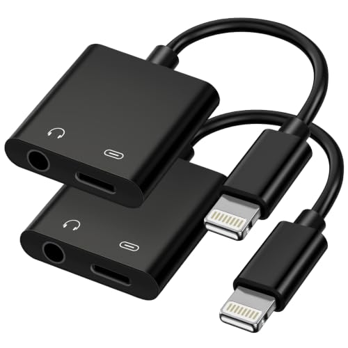 [MFi�F��] 2-in-1 Lightning - 3.5mm �I�[�f�B�I & �[�d��X�v���b�^�[ �w�b�h�t�H��&�����[�d�p iPhone 14/13/12/11/X/8/iPad�ɑΉ� - Car AUX�A�Q�[���A���C�u�X�g���[�~���O�A�d���A���s�p (
