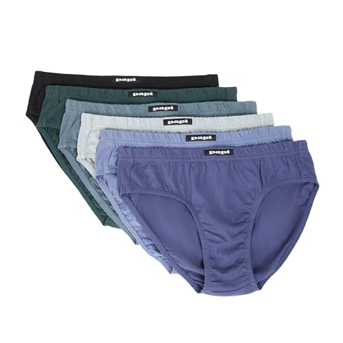 Papi Mens 6-Pack Cotton Low Rise Briefs Soft Stretch Fabric with Supportive Fit and Everyday Comfort Underwear Crown Blue Large