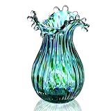 Green Glass Bubble Vase for Flowers, 8.5